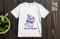 Cute Patriotic Dino Clipart Sublimation PNG Product Image 3