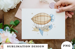 Watercolor Airship Balloon png Product Image 3