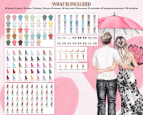 Couple with Umbrella Clipart Portrait Creator Product Image 3