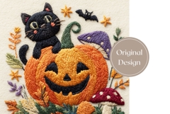 Knitted Halloween Tumbler, Halloween Black Cat Tumbler Print Product Image 3