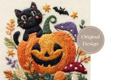 Knitted Halloween Tumbler, Halloween Black Cat Tumbler Print Product Image 3