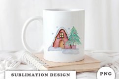 Watercolor Christmas house Sublimation design Product Image 3