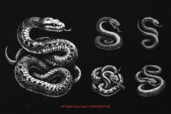 10 Bundle Dark Art Python Snake Skull Hand Drawn Tattoo Product Image 5