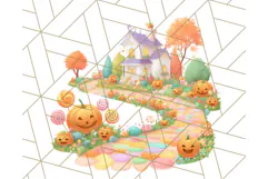 Halloween Neighborhood Clipart PNG for Trick or Treat Product Image 3