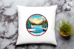 Winter Forest River Landscape Clipart Sublimation PNG Product Image 3