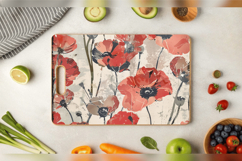 Poppy Floral Junk Journal Cutting Boards sublimation Designs Product Image 3