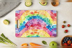 Watercolor Boho Rainbow Cutting Boards sublimation Design Product Image 3