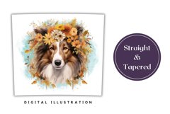 Watercolor Collie Dog Tumbler Wrap PNG, Dog Sublimation Product Image 3