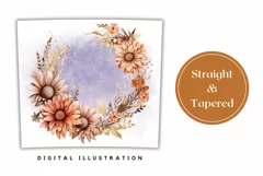 Watercolor Flowers Tumbler Template, Wreath Sublimation Product Image 3