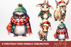 Christmas Farm Animals Sublimation Clipart Product Image 1