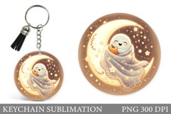 Cute Ghost Keychain Design. Halloween Keychain Sublimation Product Image 1
