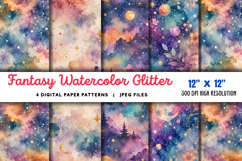 Fantasy Watercolor Glitter Background JPG Product Image 1