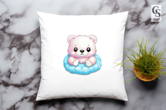 Cute Polar Bear with Donut Clipart Sublimation PNG Product Image 3