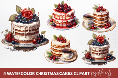 Watercolor Christmas Cakes Clipart Sublimation Product Image 1