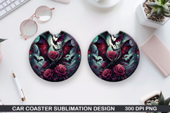 Haunted Bats Car Coaster Sublimation| Halloween Coaster PNG Product Image 1