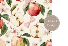 Watercolor Apples Tumbler Wrap Design, Fruits Tumbler PNG Product Image 3