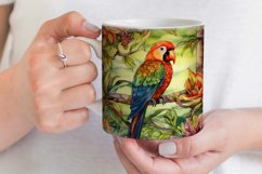 Tropical Flowers and Parrot Mug Sublimation Wrap Product Image 3