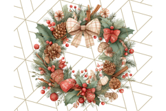 Christmas Wreath Clipart, Holiday Greenery PNG Illustrations Product Image 3