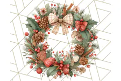 Christmas Wreath Clipart, Holiday Greenery PNG Illustrations Product Image 3