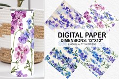Watercolor Larkspur Flowers Digital Paper Product Image 1
