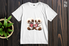 Cute Sloth Love PNG Kawaii Sloth Couple Clipart PNG Product Image 3