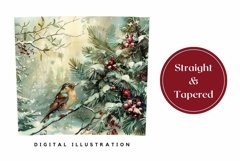 Christmas Bird Tumbler Wrap, Winter Forest Tumbler PNG Product Image 3