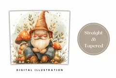 Watercolor Gnome Tumbler Wrap, Fall Mushrooms Tumbler PNG Product Image 3