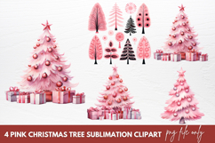 Pink Christmas Tree Sublimation Clipart Product Image 1
