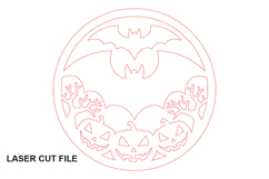 Halloween Bat and Pumpkin Round Sign SVG Product Image 3
