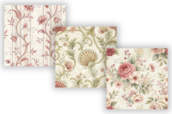 Rustic French Toile Digital Paper Pack, Vintage Floral Toile Product Image 4