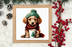 Christmas Dog And Coffee Clipart, Christmas Clipart Product Image 3