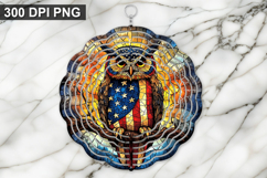 Owl Wind Spinner Sublimation - 4Th Of July wind spinner PNG Product Image 1