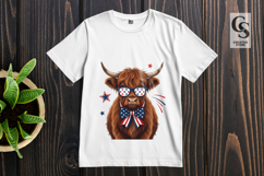 Patriotic Highland Cow Clipart PNG Product Image 3
