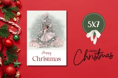 Pink Christmas Greeting Card, Cartoon Ballerina Card Product Image 3