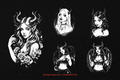 10 Bundle Dark Art Lady Demon Women Devil Horn Satanic Wing Product Image 5