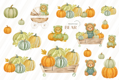 Green Bear Stroller with Balloon Clipart, Cute Green Bear Product Image 3