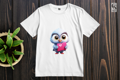 Cute Baby Owl Holding Heart Clipart Sublimation PNG Product Image 3