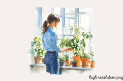 Blue Cozy Spring Home Clipart PNG Product Image 1