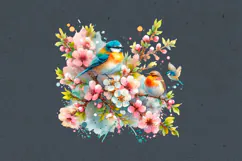 Watercolor Spring Birds Clipart PNG, Sublimation Product Image 3