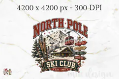 North Pole Ski Club PNG, Christmas Vintage Ski Sublimation Product Image 2