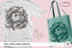 Majestic Cat Line Art with Braided Hair Product Image 3