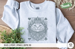 King Cat Playing Card - Regal Line Art Illustration Product Image 3
