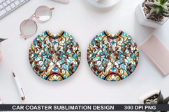 Skeletons Car coaster sublimation, Halloween Coaster PNG Product Image 1