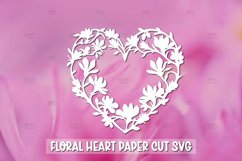 Paper Cut Floral Heart , Paper Cut Heart SVG Product Image 1