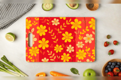 Red &amp; Yellow Cute Flowers Cutting Boards sublimation Design Product Image 3