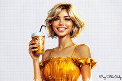 Coffee Shop Girls Clipart Bundle PNG Product Image 6