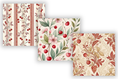Cherry Toile Digital Paper Pack, Vintage Floral Toile Product Image 3