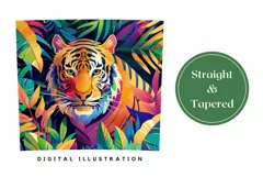 Colorful Tiger Tumbler Wrap, Tropical Leaves Tumbler Design Product Image 3