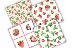 Watercolor Strawberry digital paper, Seamless Pattern Product Image 3