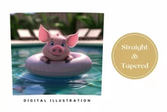 Funny Pig Tumbler Wrap Design, Summer Animals Tumbler PNG Product Image 3